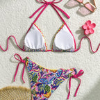 Damen Triangel-Bikini mit verspieltem Farbmuster