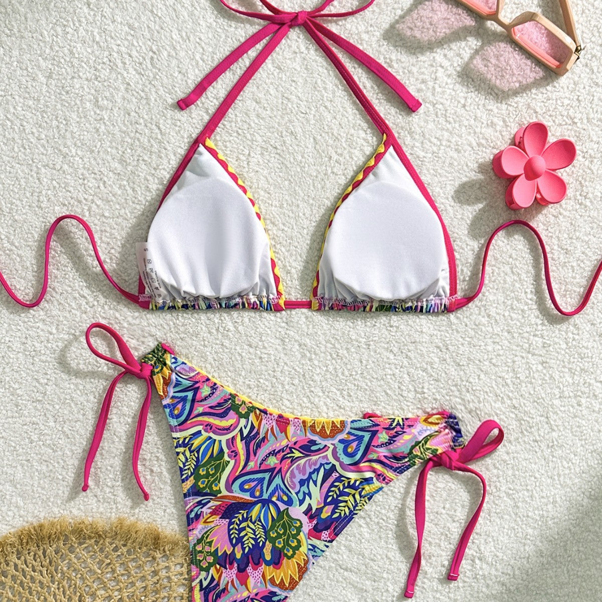 Damen Triangel-Bikini mit verspieltem Farbmuster