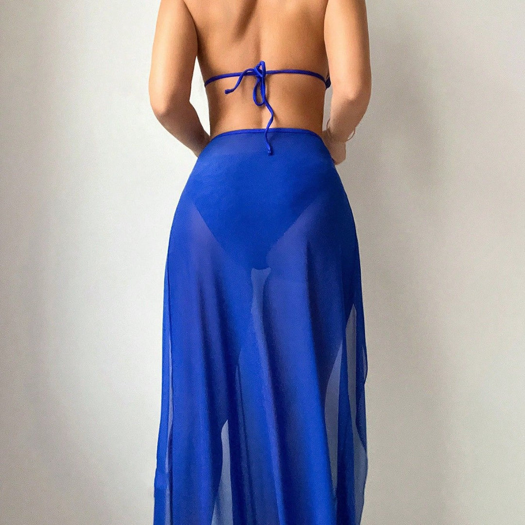 Damen sexy Bikini-Set mit transparentem Maxi-Rock R&B