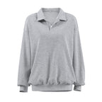 Damen Übergroßer Pullover mit Polokragen und lässigem Schnitt R&B
