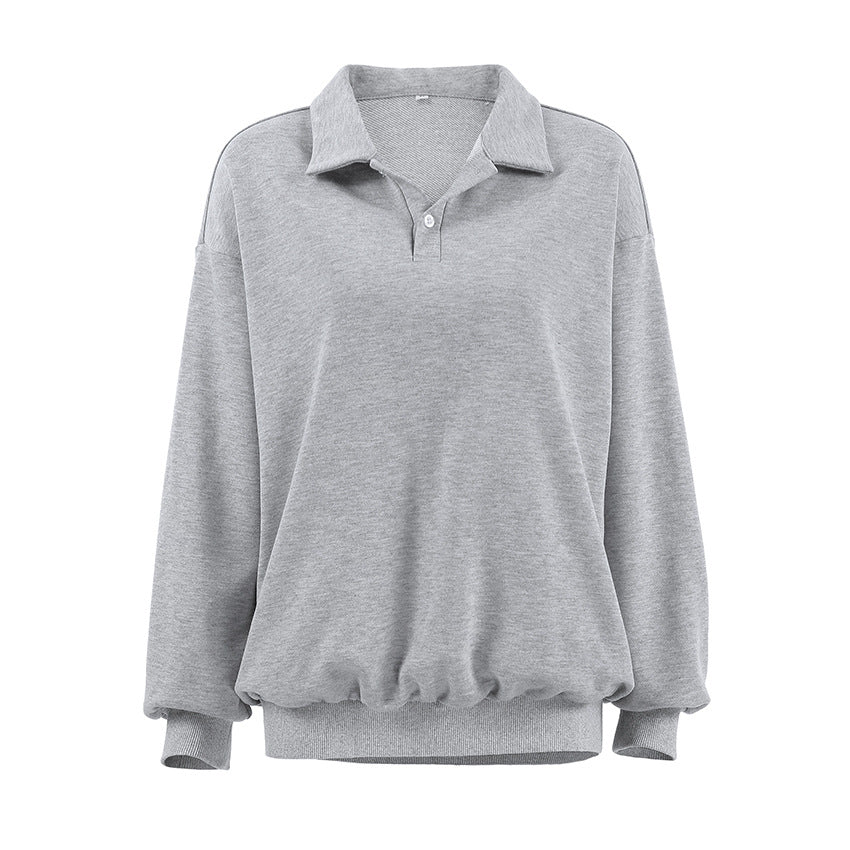 Damen Übergroßer Pullover mit Polokragen und lässigem Schnitt R&B