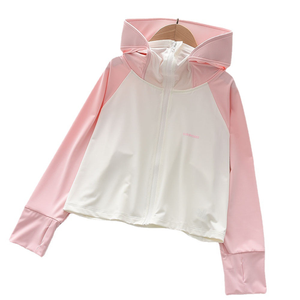 Mädchens nan leichte sonnenschutz Zip-Up Hoodie Schwimm Rash Guard mit Daumenlöchern R&B