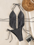 Damen Triangel-Bikini mit raffiniertem Punkte-Design und verstellbaren Trägern R&B