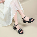 Damen elegante Riemchen Sandalen mit Rüschendetail R&B