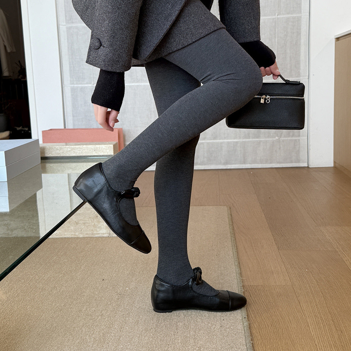 Damen Ballerinas mit elegantem Knoten-Detail und hochwertiger Premium-Leder-Oberfläche R&B