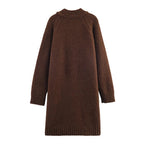 Damen Lange Strickjacke mit eleganter Knopfleiste und weichfließendem Material R&B