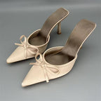 Damen elegant spitze Mules mit Schleifenverzierung R&B