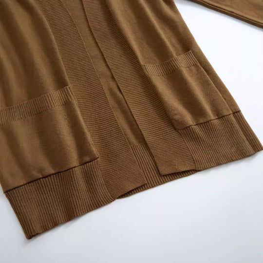 Damen gemütlicher Strickcardigan mit praktischen Taschen und offenem Schnitt R&B