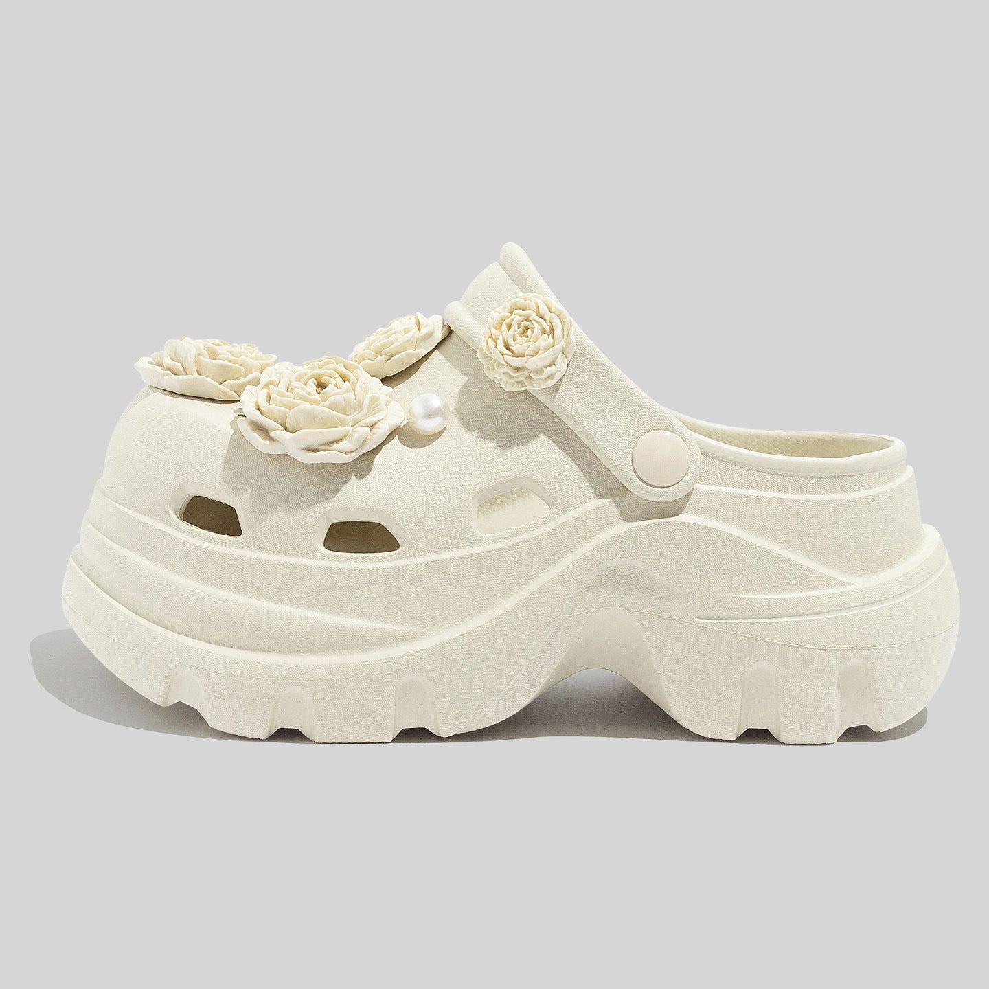 Damen Dekorative Clogs mit floralen Applikationen und rutschfester Sohle