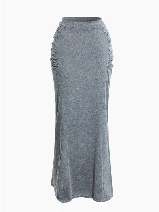 Damen Eleganter und figurumspielender Maxirock mit Rüschendetails R&B