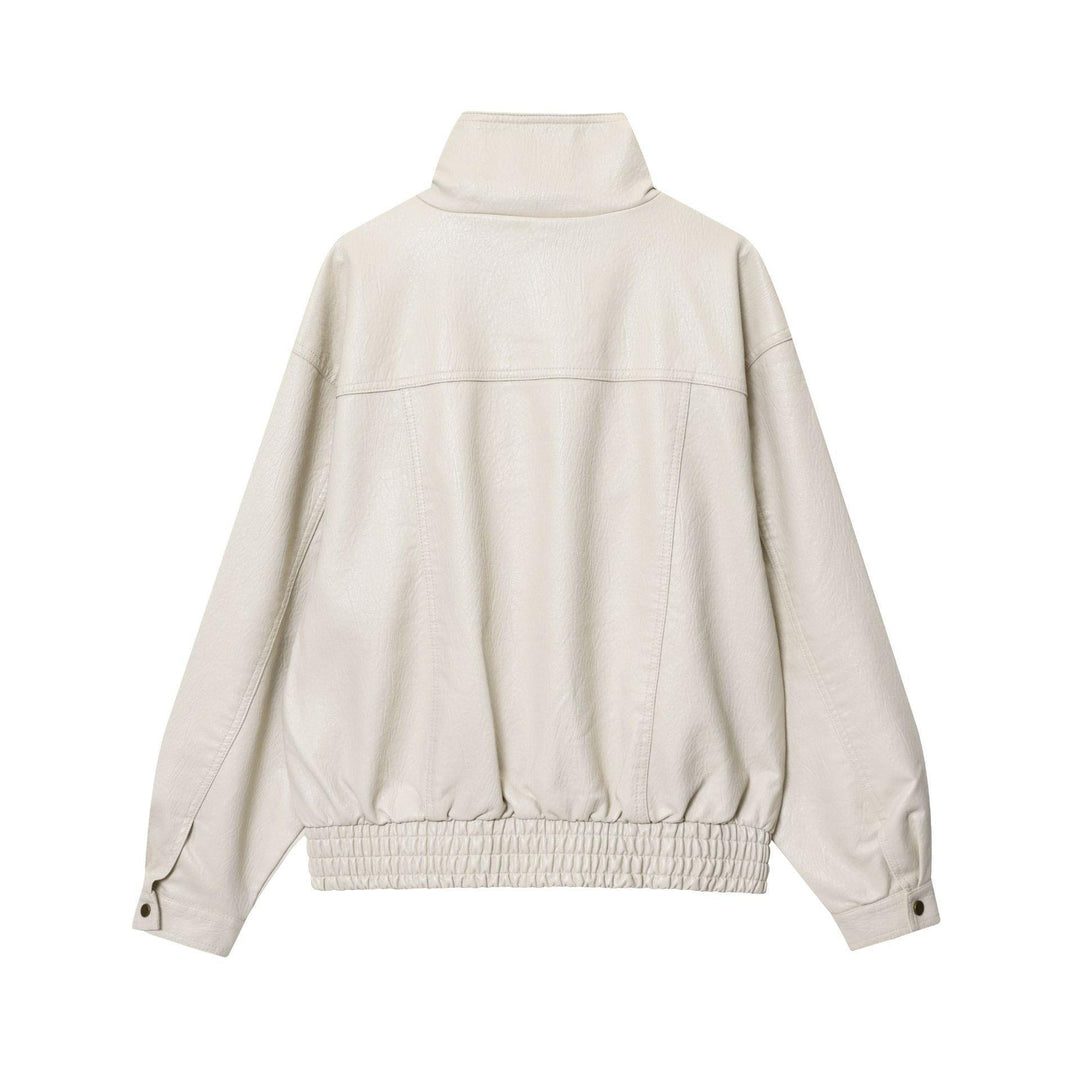 Damen Kunstlederjacke mit hohem Kragen und praktischen Taschen R&B