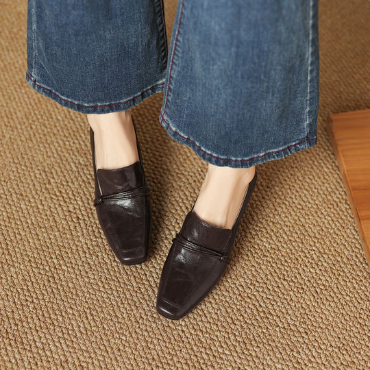 Damen elegante Mokassins mit modischem Riemen R&B