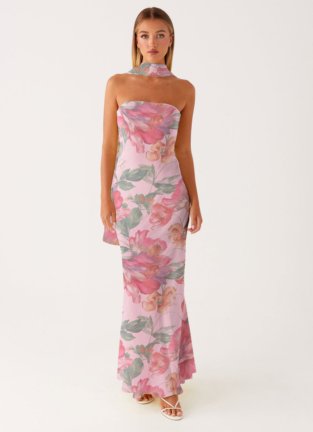 Damen Elegantes Langarm Abendkleid im Blumendesign R&B