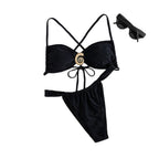 Damen Triangel-Bikini-Set mit dekorativem Ring R&B