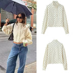Damen cropped Steppjacke mit modernem Polka-Dots-Design R&B