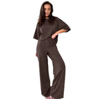 Damen lockeres Lounge-Set mit Knoten-Details und elastischer Taille R&B