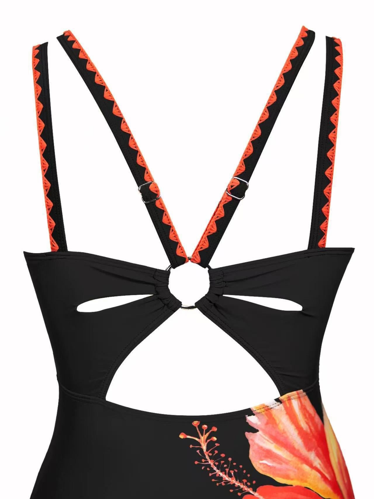 Damen Eleganter Badeanzug mit Blumenapplikationen R&B