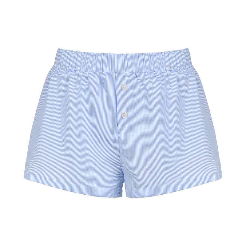 Damen bequeme Baumwollshorts mit Knopfdetails R&B