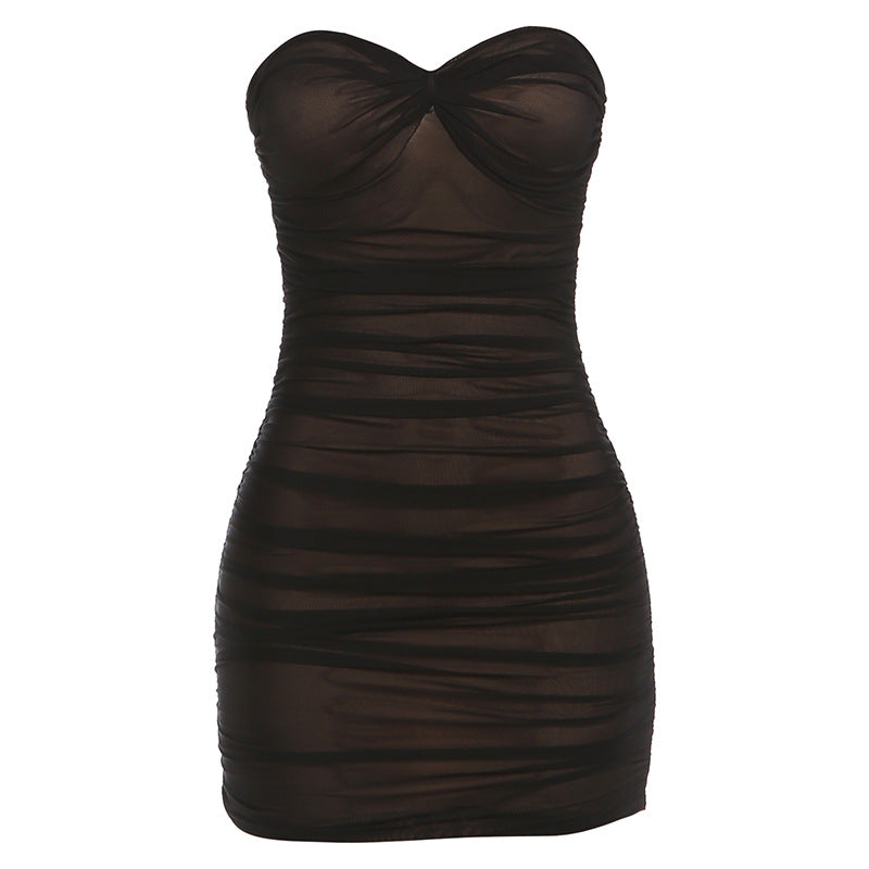 Damen Figurumspielendes Neckholder Kleid mit eleganten Rüschendetails R&B