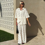 Damen oversized Hemdblusen-Set mit floralen Details R&B