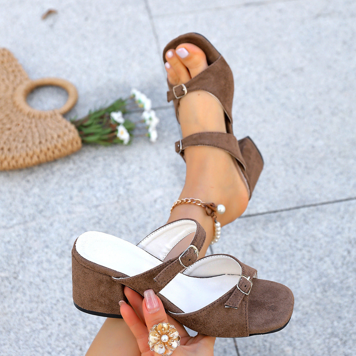 Damen Riemchen-Pumps mit komfortablem Blockabsatz R&B