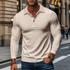 Herren Langarm-Polohemd mit strukturiertem Stoff R&B