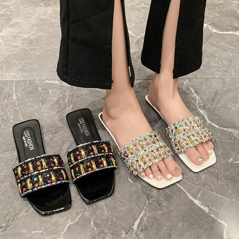 Damen Glamouröse Slipper mit funkelndem Strass R&B