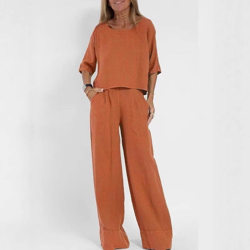 Damen stilvolles Hosenanzug-Set aus Leinen R&B