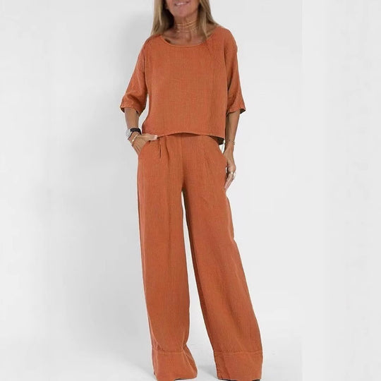Damen stilvolles Hosenanzug-Set aus Leinen R&B