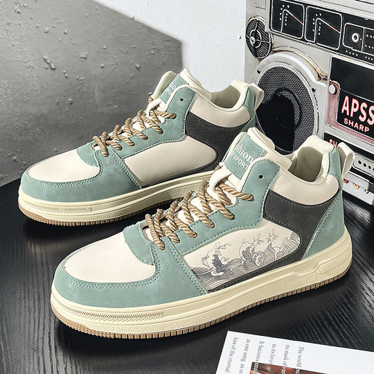Damen sportive High-Top Sneakers mit floralem Design und rutschfester Sohle R&B