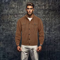 Herren lässige Cordjacke mit Kapuze und praktischen Brusttaschen R&B