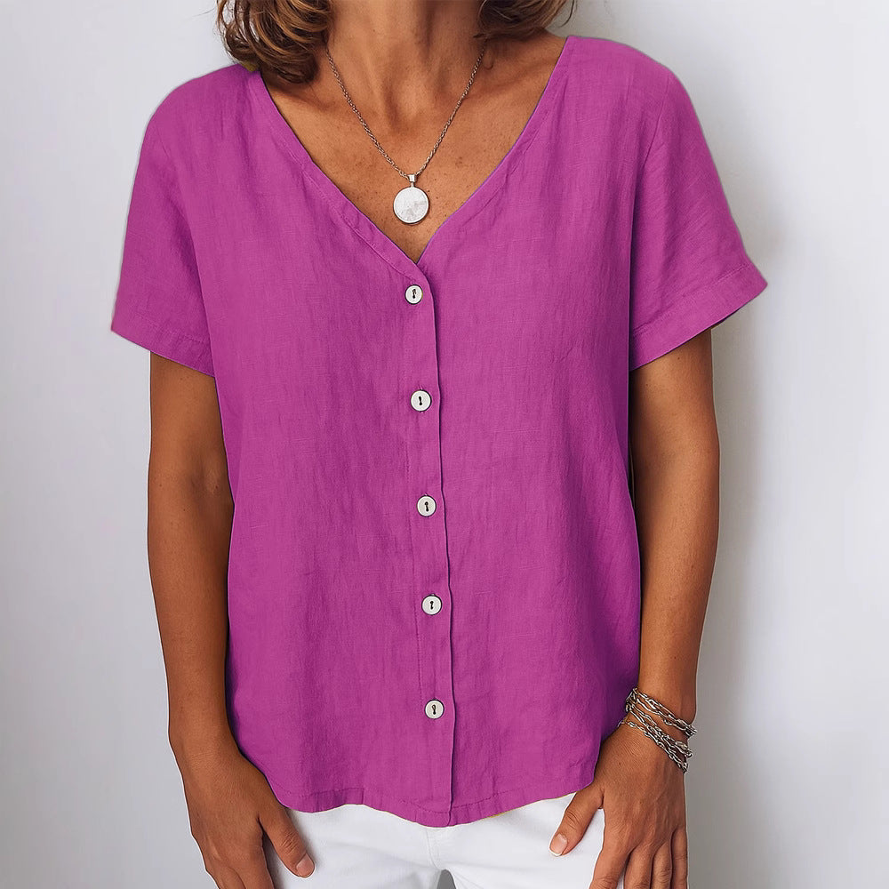 Damen Leinenbluse mit Knopfdetails R&B