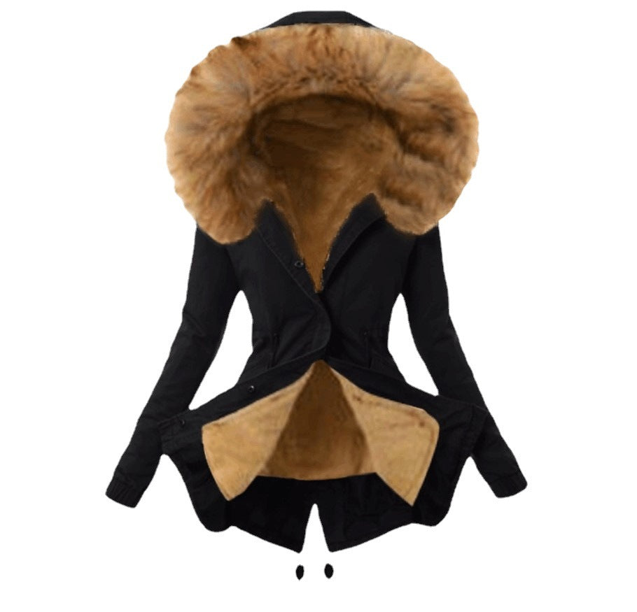 Damen modische Parka mit abnehmbarem Pelzkragen R&B