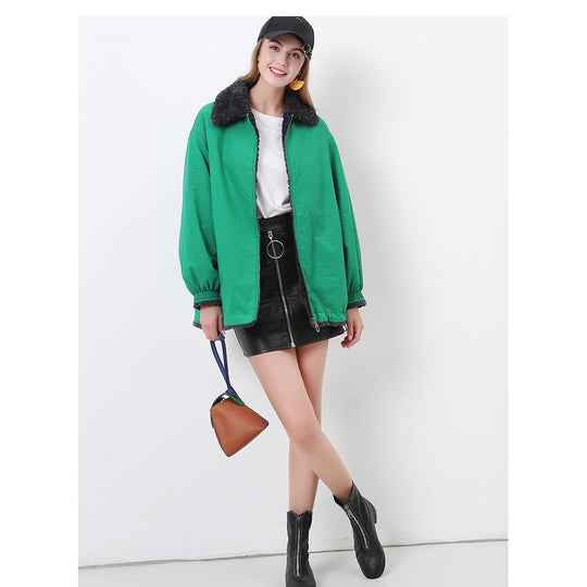 Damen Gemütliche Oversized-Jacke mit Kapuze und Teddy-Futter R&B