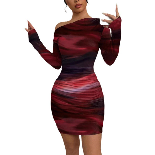 Damen Körperbetontes Mini-Kleid mit asymmetrischem Schnitt R&B