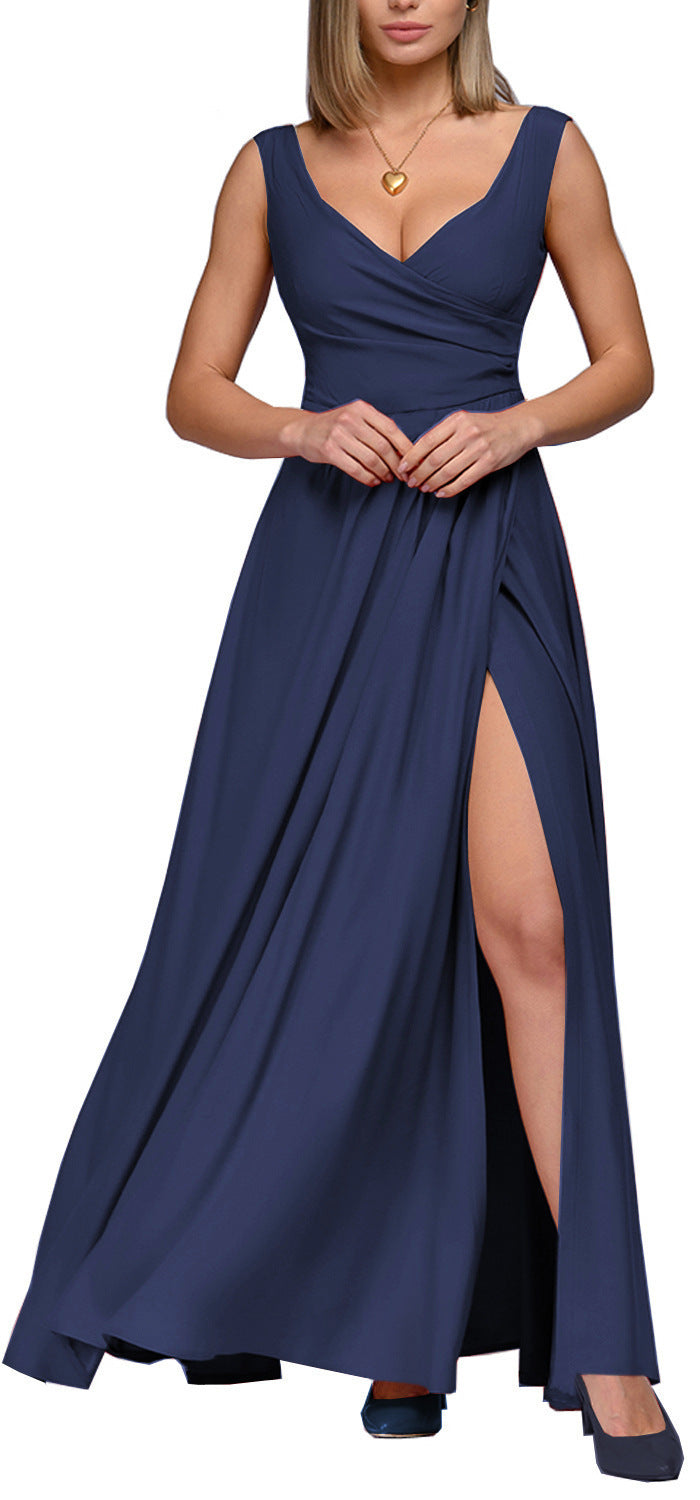 Damen Maxikleid mit elegantem Wickeldesign und seitlichem Schlitz R&B