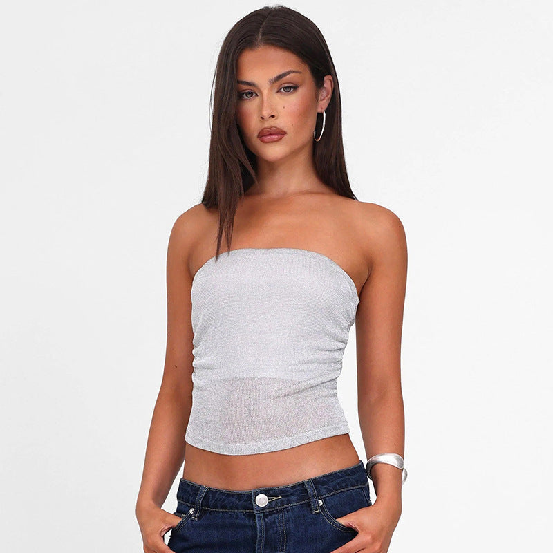 Damen Bandeau-Top aus hochwertigem, elastischem Material mit feiner Struktur R&B
