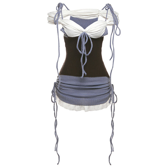 Damen Stricktop mit verstellbaren Schnürdetails und figurbetonter Silhouette R&B