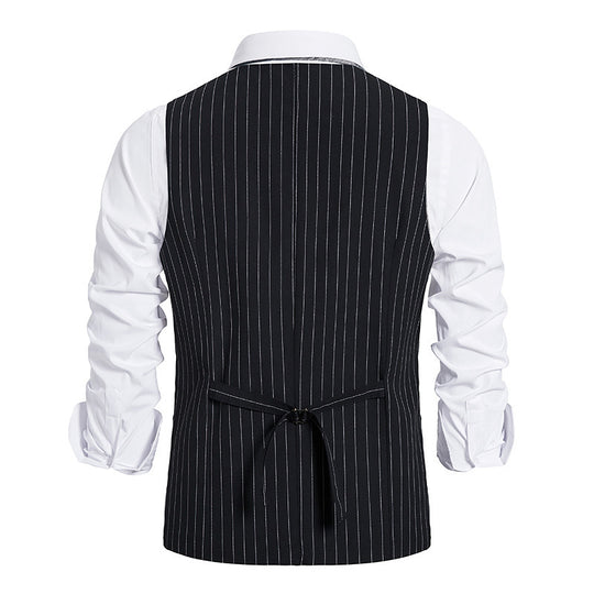 Herren elegante Anzugweste mit feinem Nadelstreifen und praktischen Taschen R&B