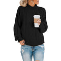 Damen Grobstrickpullover mit hohem Kragen und Bündchen R&B