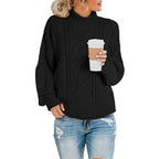 Damen Grobstrickpullover mit hohem Kragen und Bündchen R&B