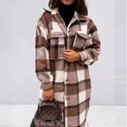 Damen Karierter Oversized-Hemd-Mantel mit praktischen Taschen R&B