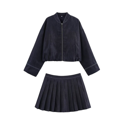 Damen cropped Denim-Jacke im lässigen Blouson-Stil mit Reißverschluss R&B
