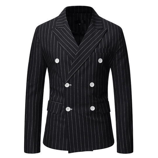 Herren elegante Doppelreiherjacke mit Nadelstreifen R&B