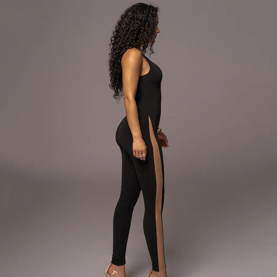 Damen Sportlicher Langarm-Overall mit seitlichen Cut-Outs und konturierendem Design R&B