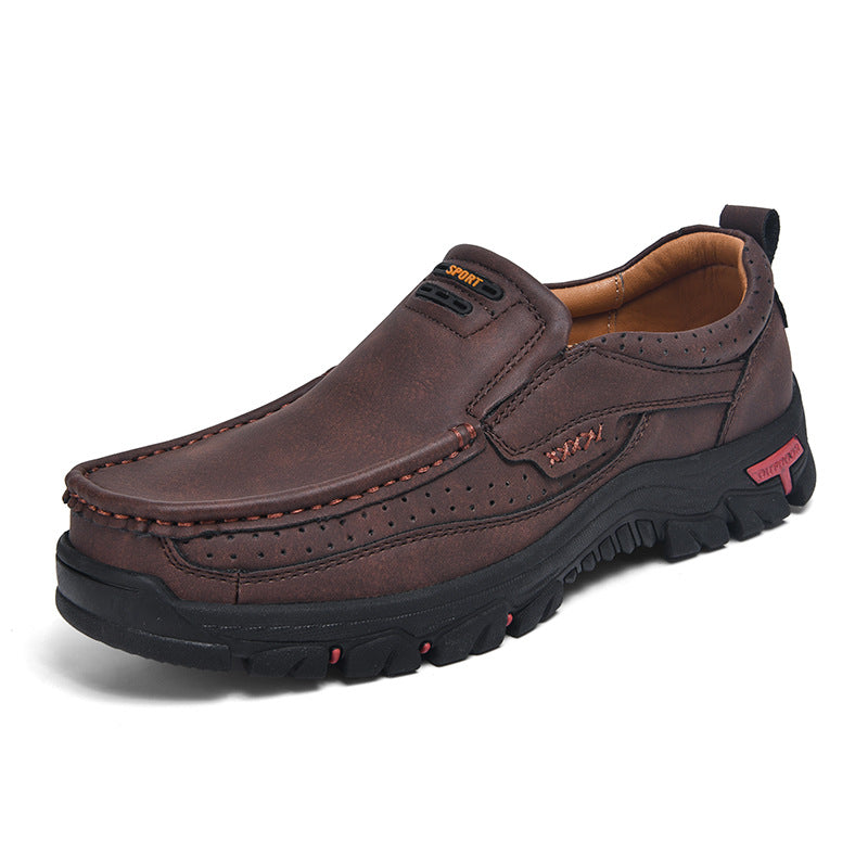 Herren Multifunktionale und bequeme Leder-Slipper mit rutschfester Sohle R&B