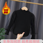 Mädchen elegantes Pullover mit transparenter Spitzenärmel R&B