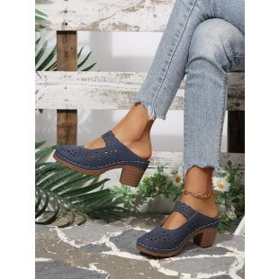 Damen Komfortable Plateausandalen mit offenem Zehenbereich und dekorativem Schnitt R&B