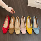 Damen Ballerinas aus hochwertigem Wildleder mit dekorativer Schleife R&B