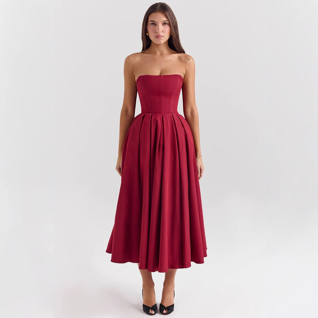 Damen Hochgeschlossenes Abendkleid mit ausgestelltem Rock R&B